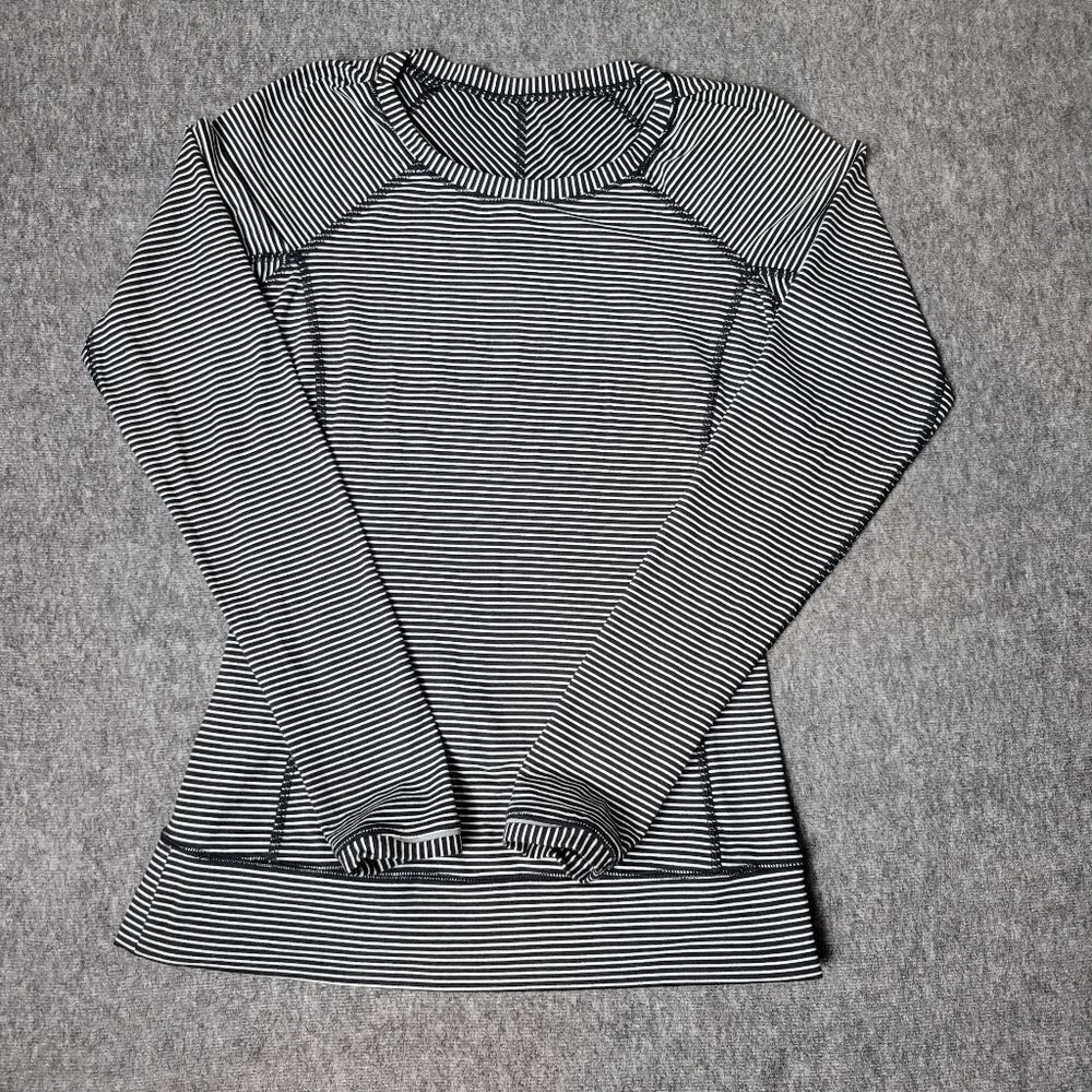 Lululemon Race Your Pace Womens Long Sleeve Size 6 Stripe Heathered Angel